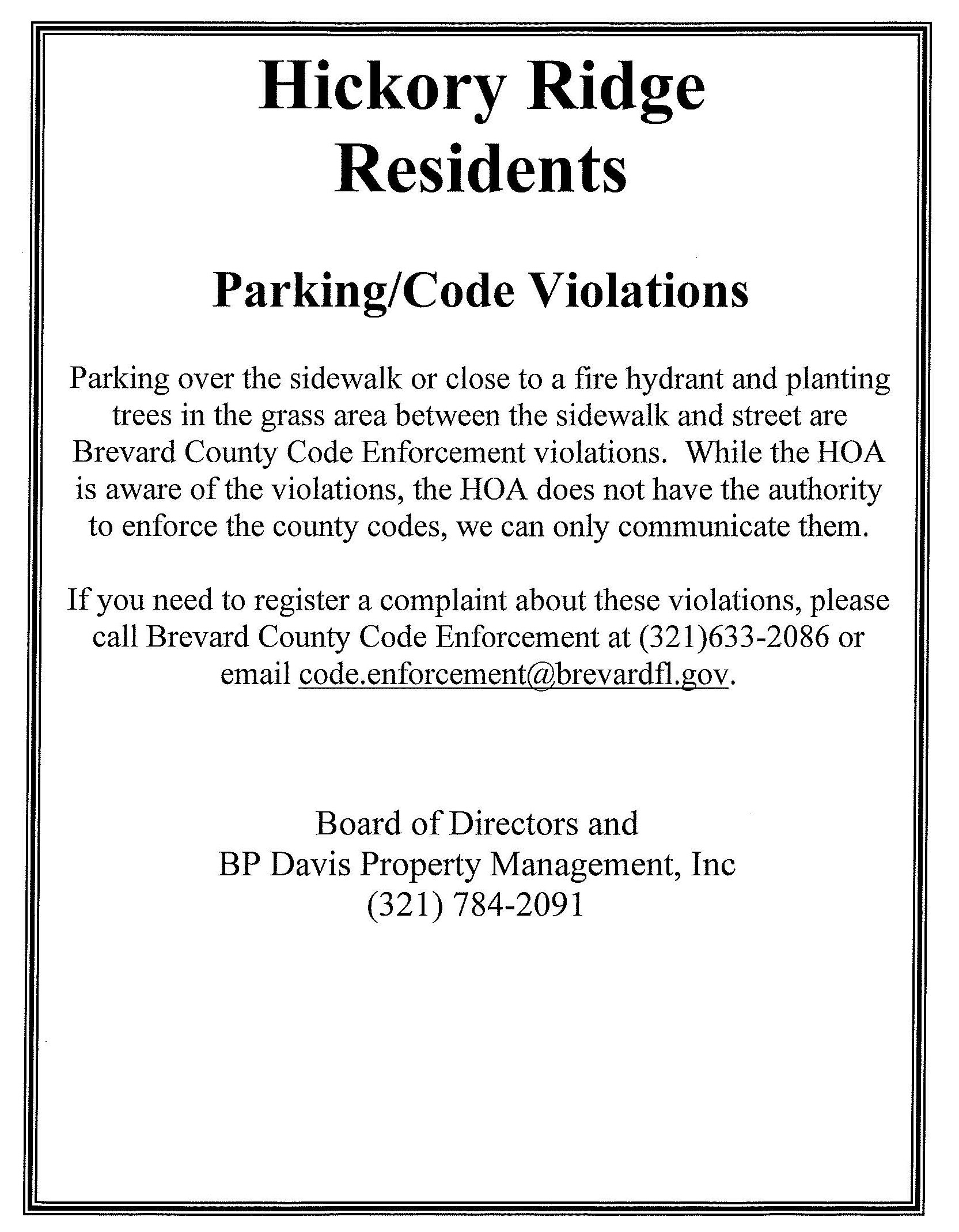 Parking/Code Violations